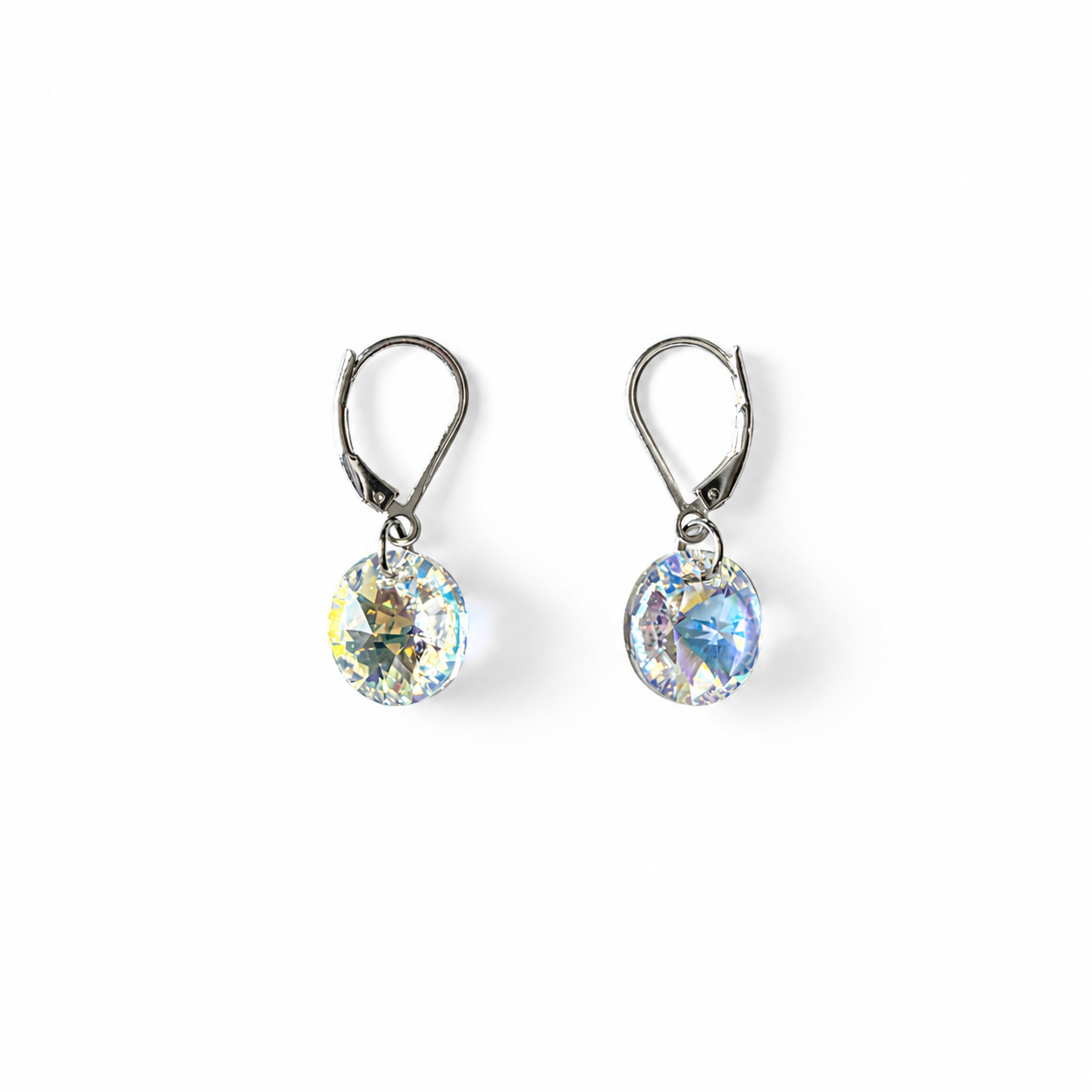 925 Sterling Silver Leverback Earrings with Round Swarovski® Crystals