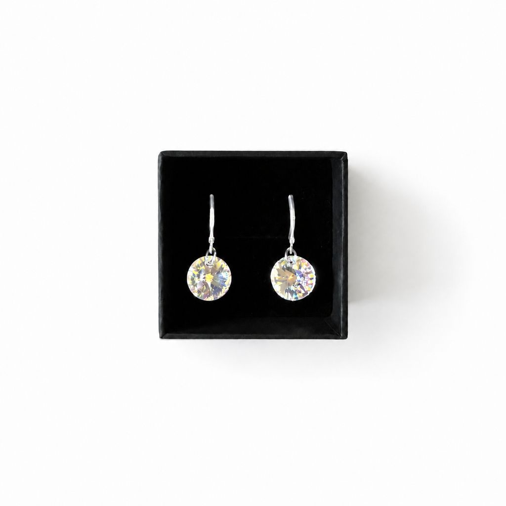 925 Sterling Silver Leverback Earrings with Round Swarovski® Crystals