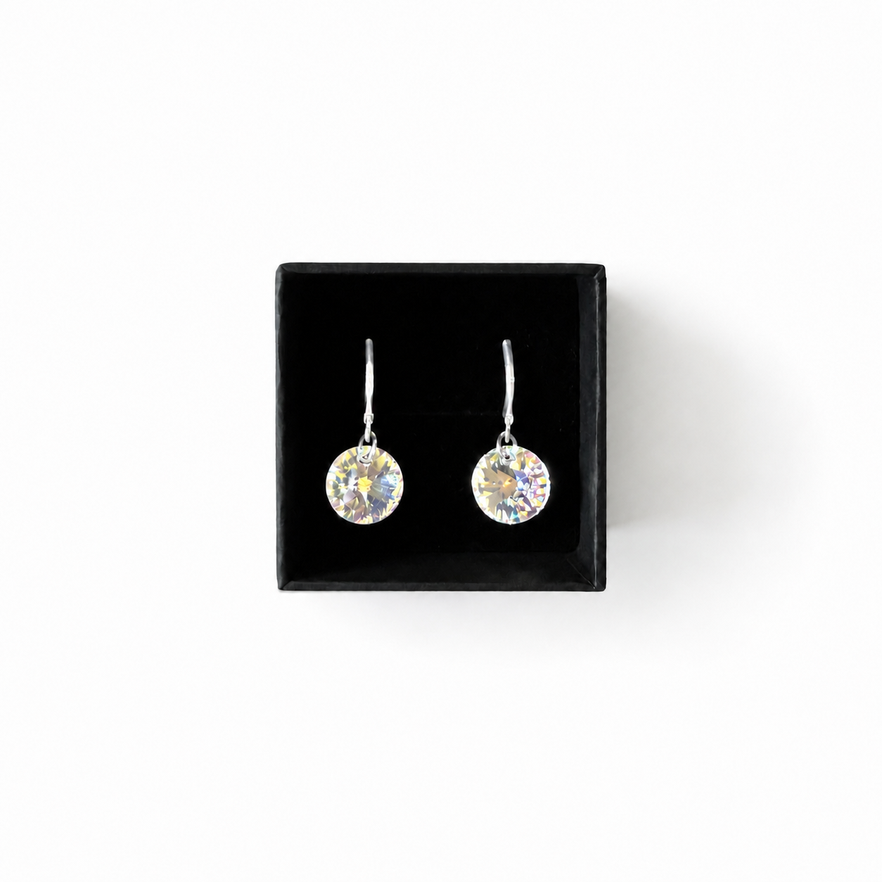 925 Sterling Silver Leverback Earrings with Round Swarovski® Crystals