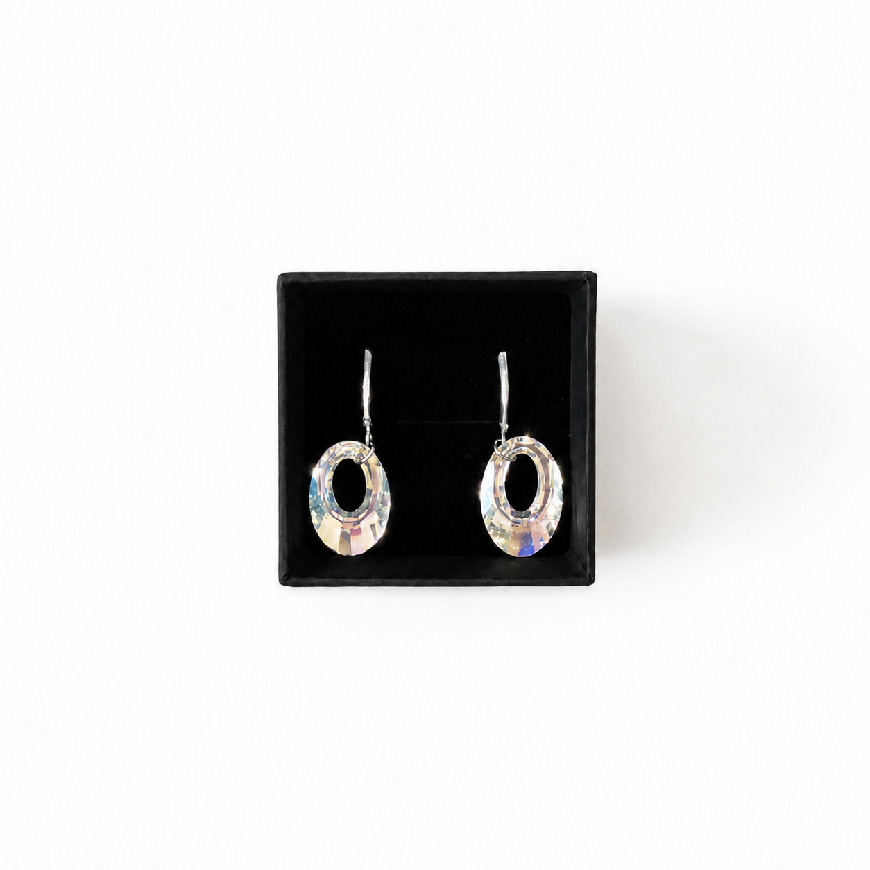925 Sterling Silver Leverback Earrings with Oval Swarovski® Crystals