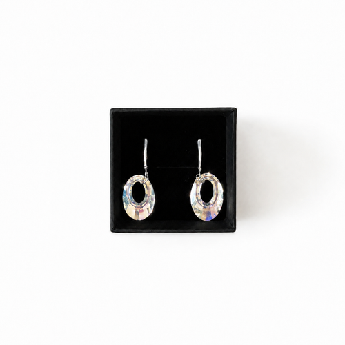 925 Sterling Silver Leverback Earrings with Oval Swarovski® Crystals