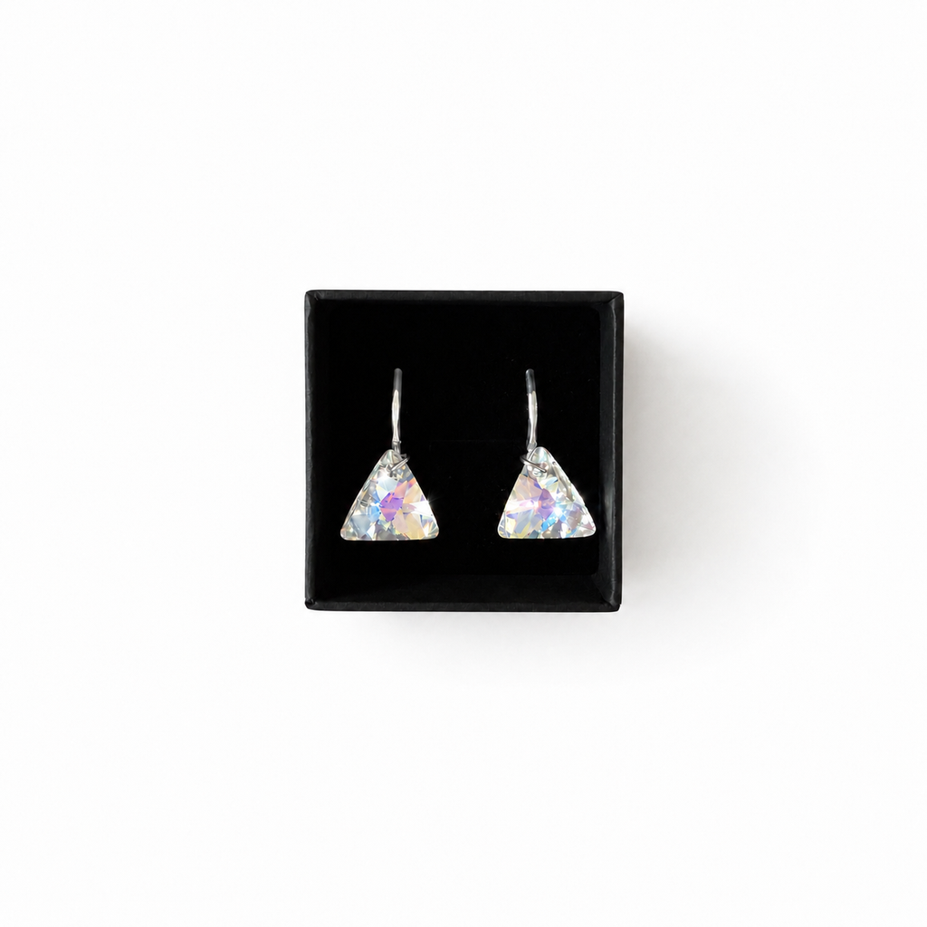 925 Sterling Silver Leverback Earrings with Triangular Swarovski® Crystals
