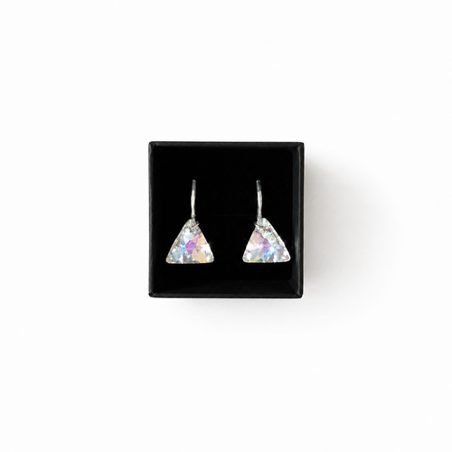 925 Sterling Silver Leverback Earrings with Triangular Swarovski® Crystals