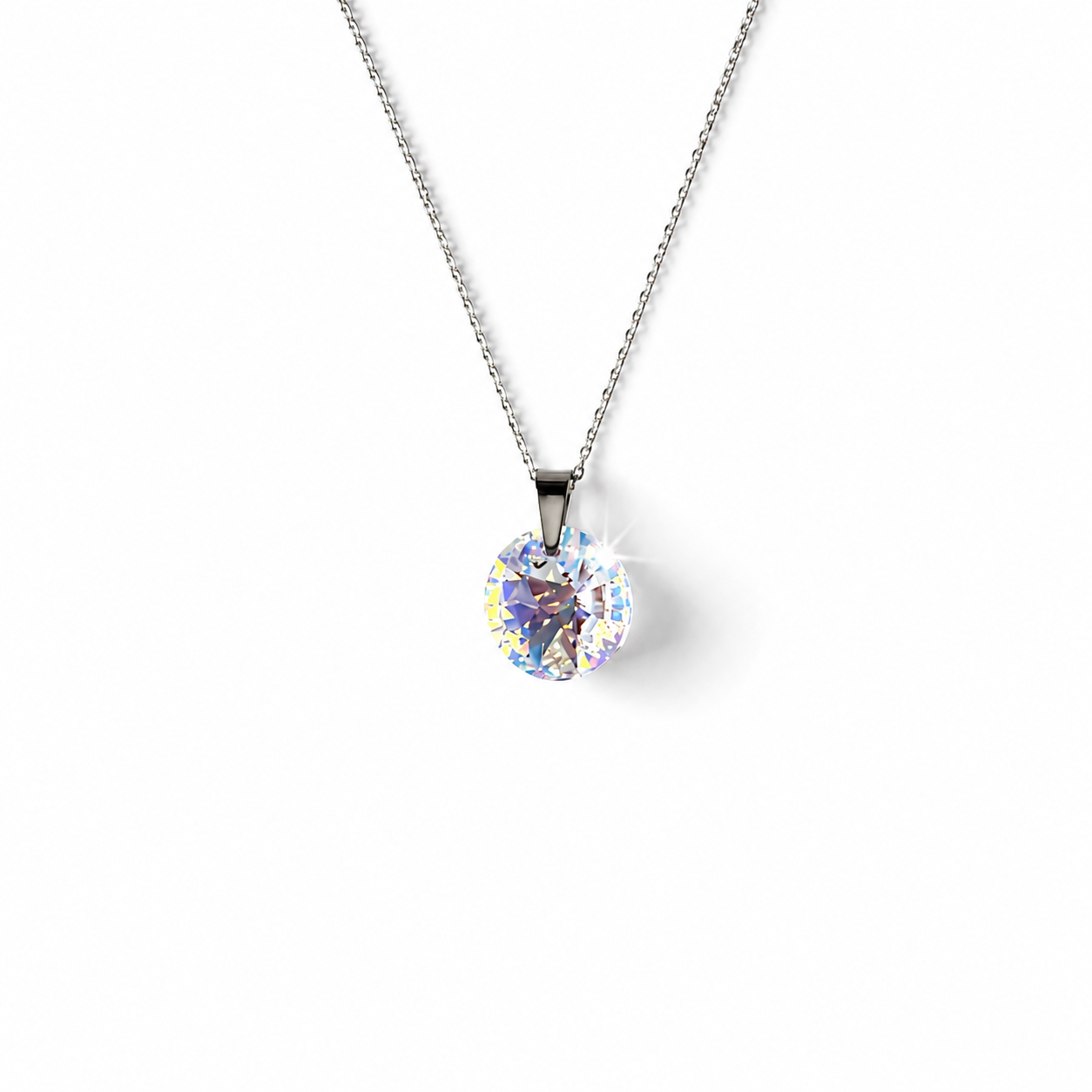 925 Sterling Silver Pendant Necklace with Round Swarovski® Crystal