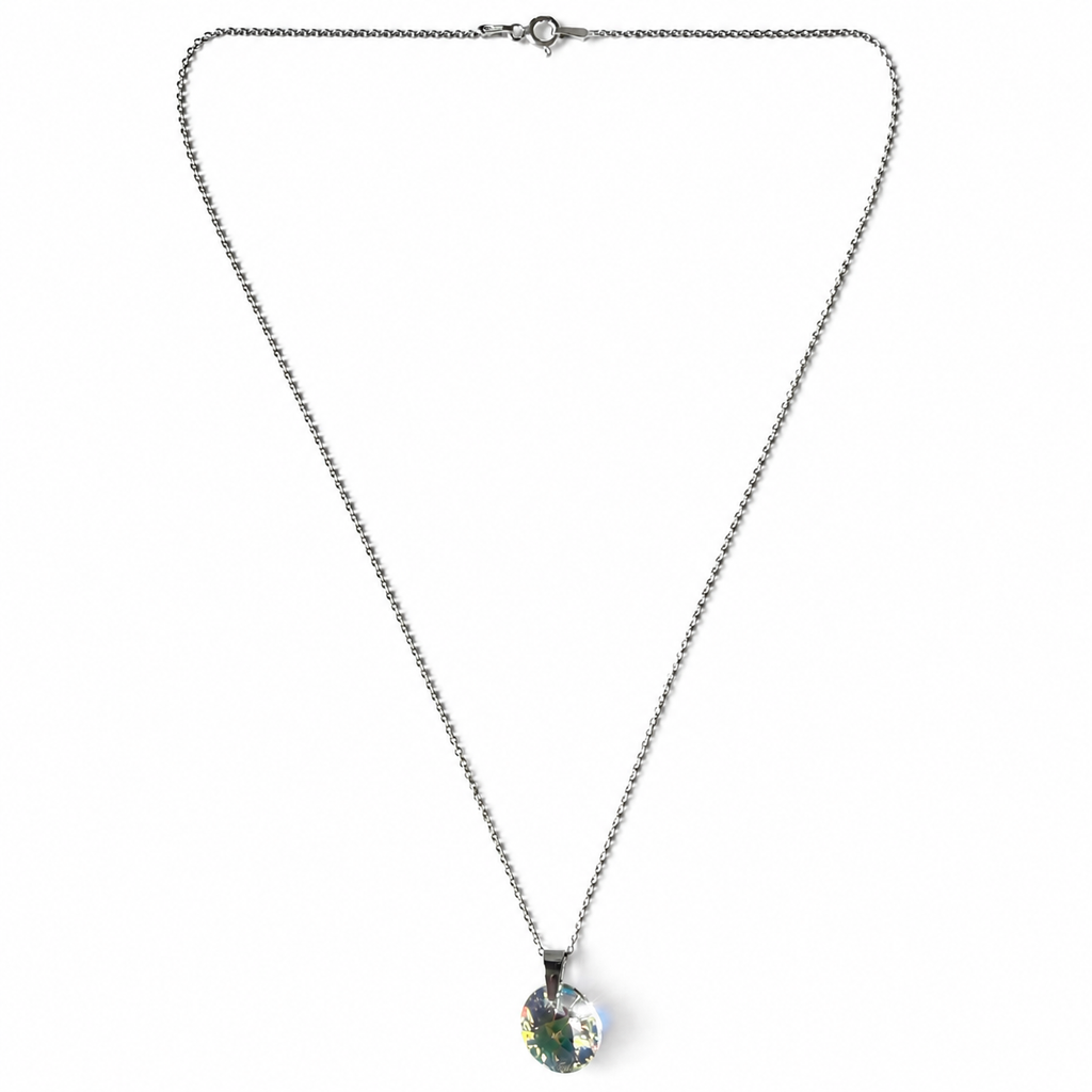 925 Sterling Silver Pendant Necklace with Round Swarovski® Crystal