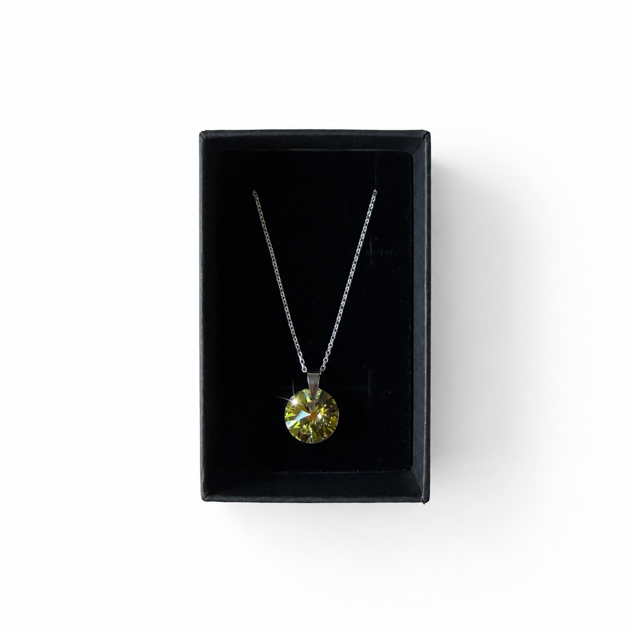 925 Sterling Silver Pendant Necklace with Round Swarovski® Crystal