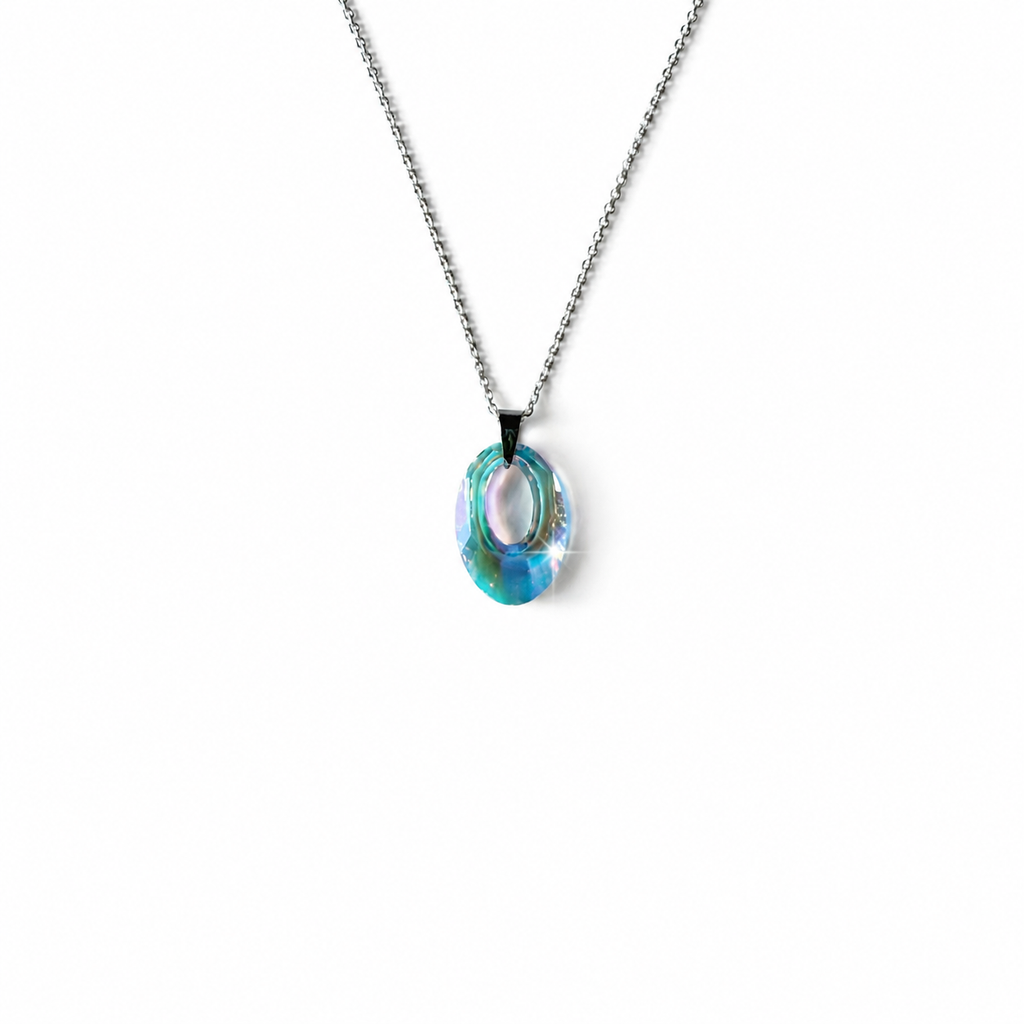 925 Sterling Silver Pendant Necklace with Oval Swarovski® Crystal