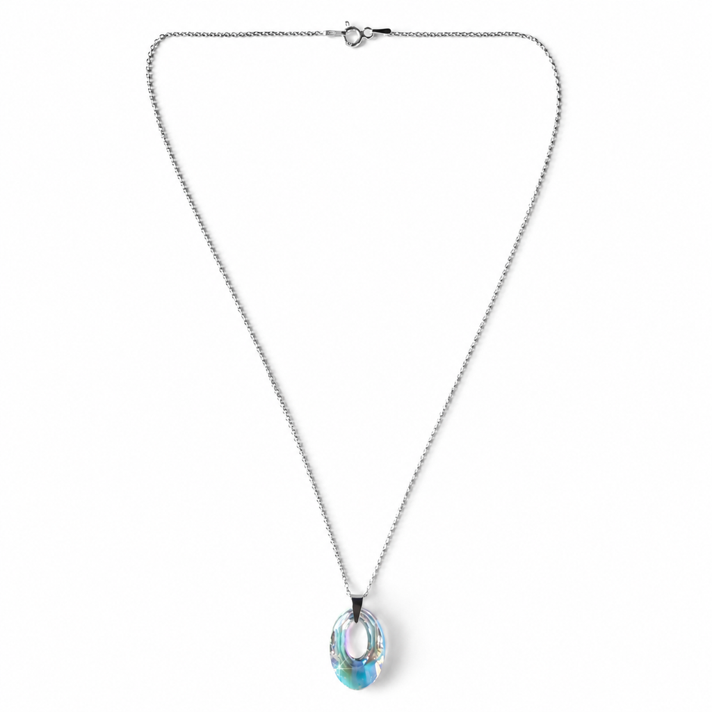 925 Sterling Silver Pendant Necklace with Oval Swarovski® Crystal