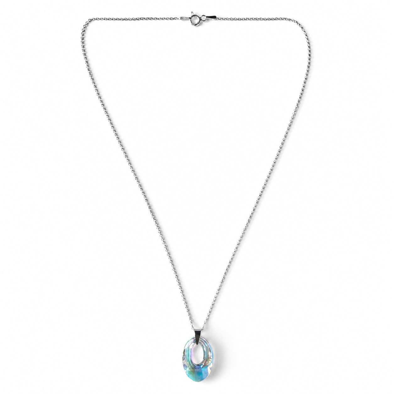 925 Sterling Silver Pendant Necklace with Oval Swarovski® Crystal