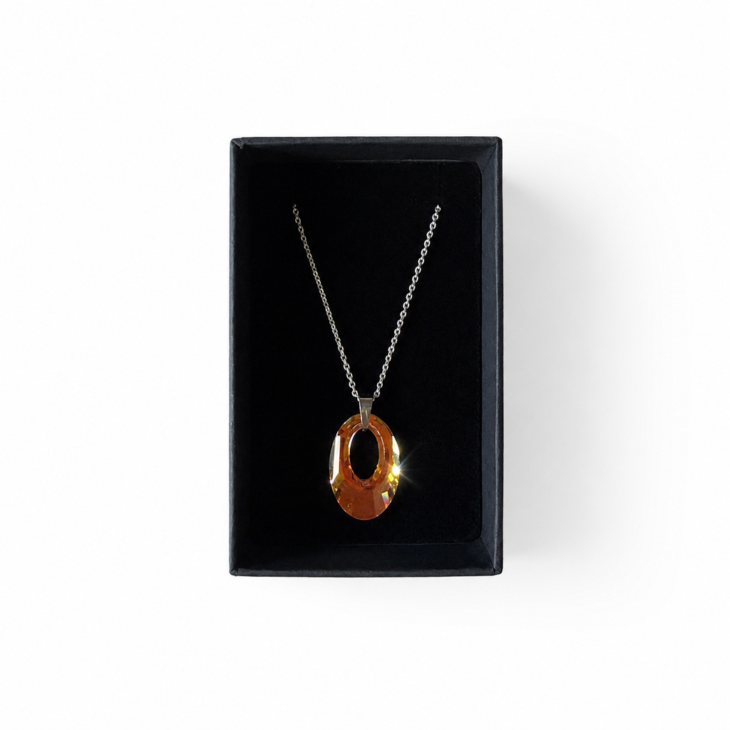 925 Sterling Silver Pendant Necklace with Oval Swarovski® Crystal