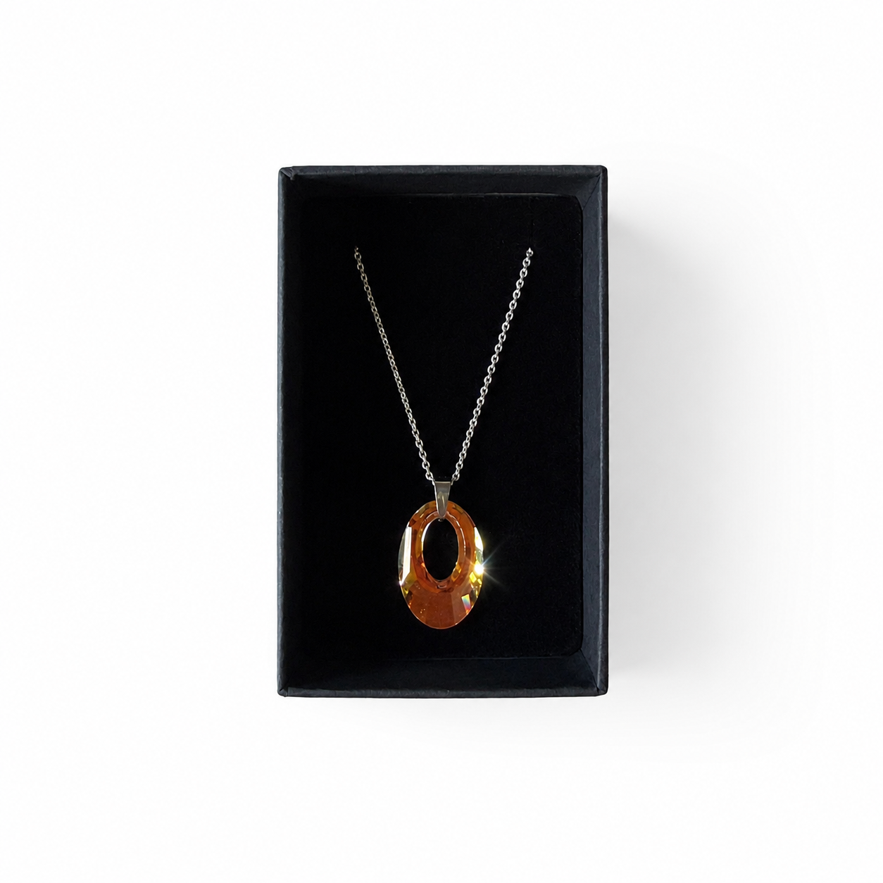 925 Sterling Silver Pendant Necklace with Oval Swarovski® Crystal