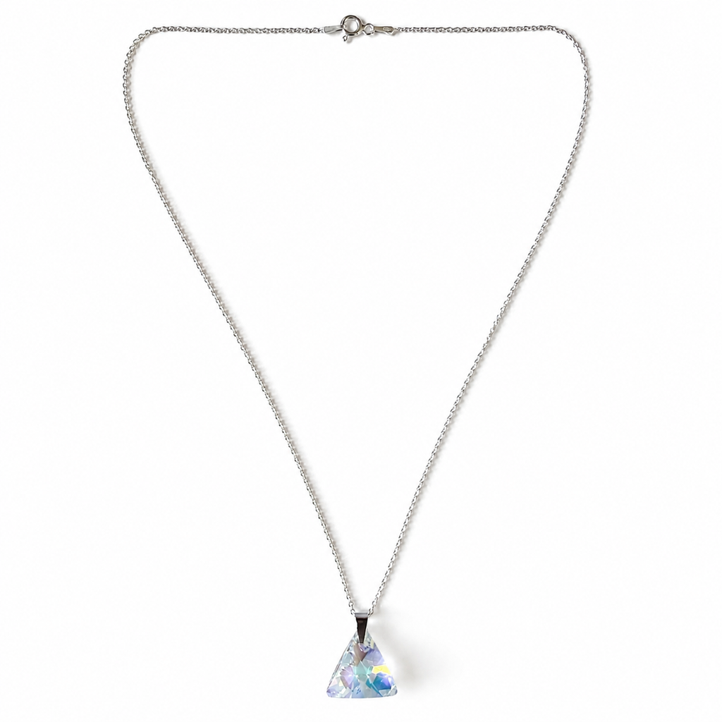 925 Sterling Silver Pendant Necklace with Triangular Swarovski® Crystal