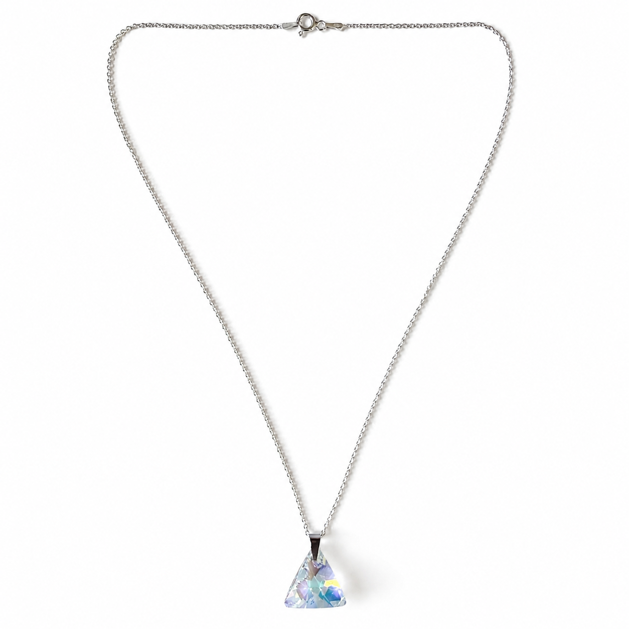 925 Sterling Silver Pendant Necklace with Triangular Swarovski® Crystal